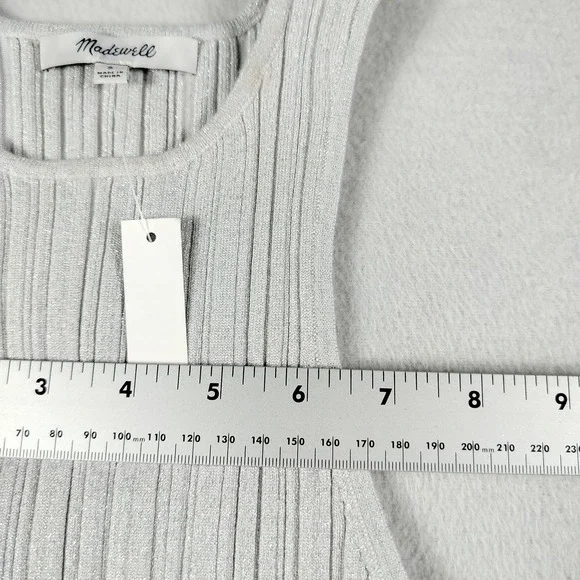 Madewell Tank Silver Womans Small Signature Shimmer Knit Cutaway Sweater Ribbed - Picture 12 of 13